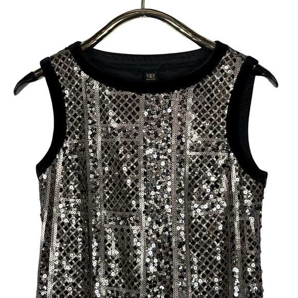 BASLER SEQUIN GEOMETRIC SLEEVELESS VELVET TRIM SHEATH PARTY COCKTAIL DRESS - Picture 7 of 14